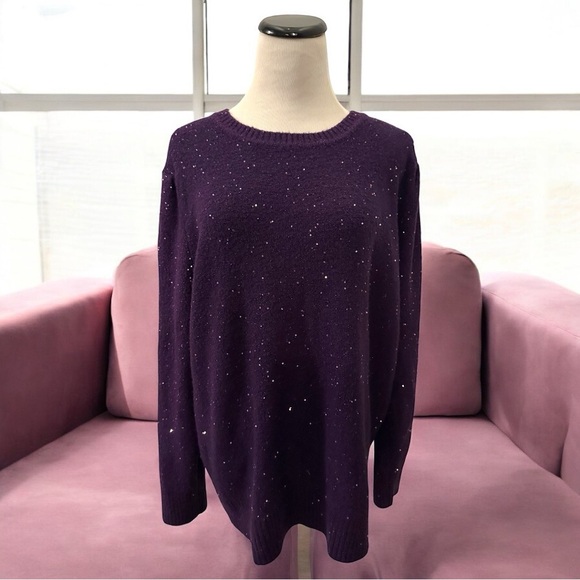 Liz Claiborne Sweaters - Liz Claiborne XL Purple Sequin Sweater Holiday Fall Winter Christmas